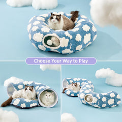 Lesure cat tunnel bed peekaboo cave fosters hide-and-seek fun.