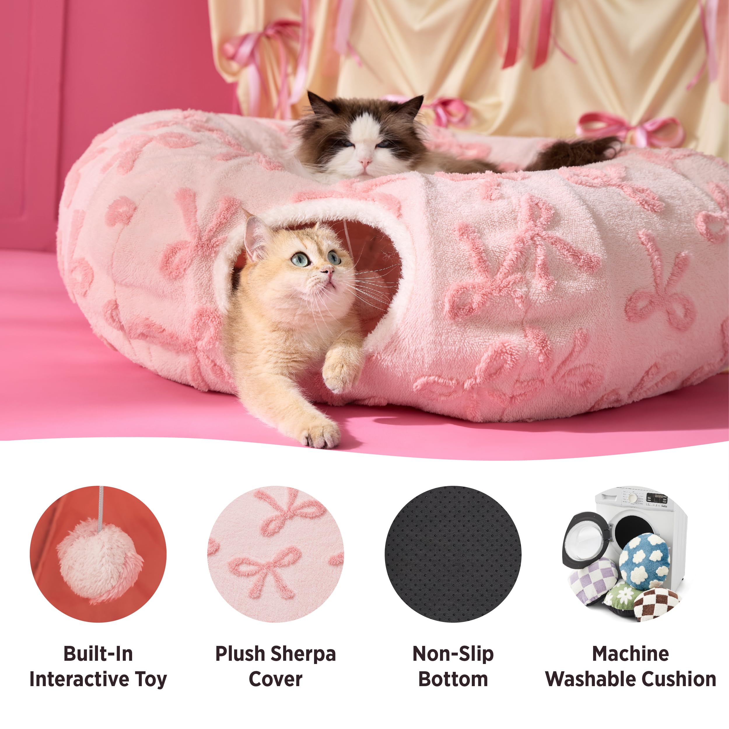LE SURE tunnel bed features removable inner bed for easy washing.