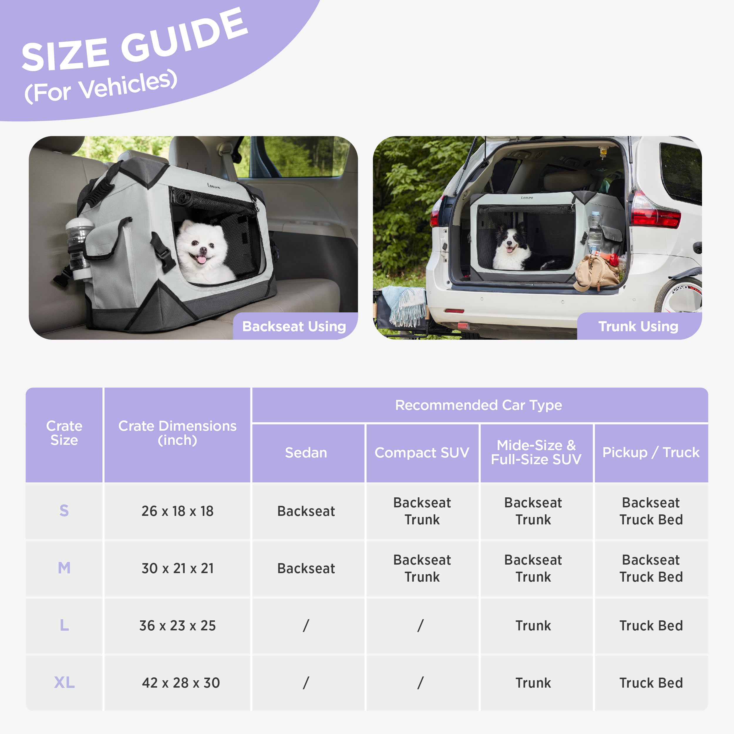 LE SURE lightweight frame crate designed for travel and outdoor use.