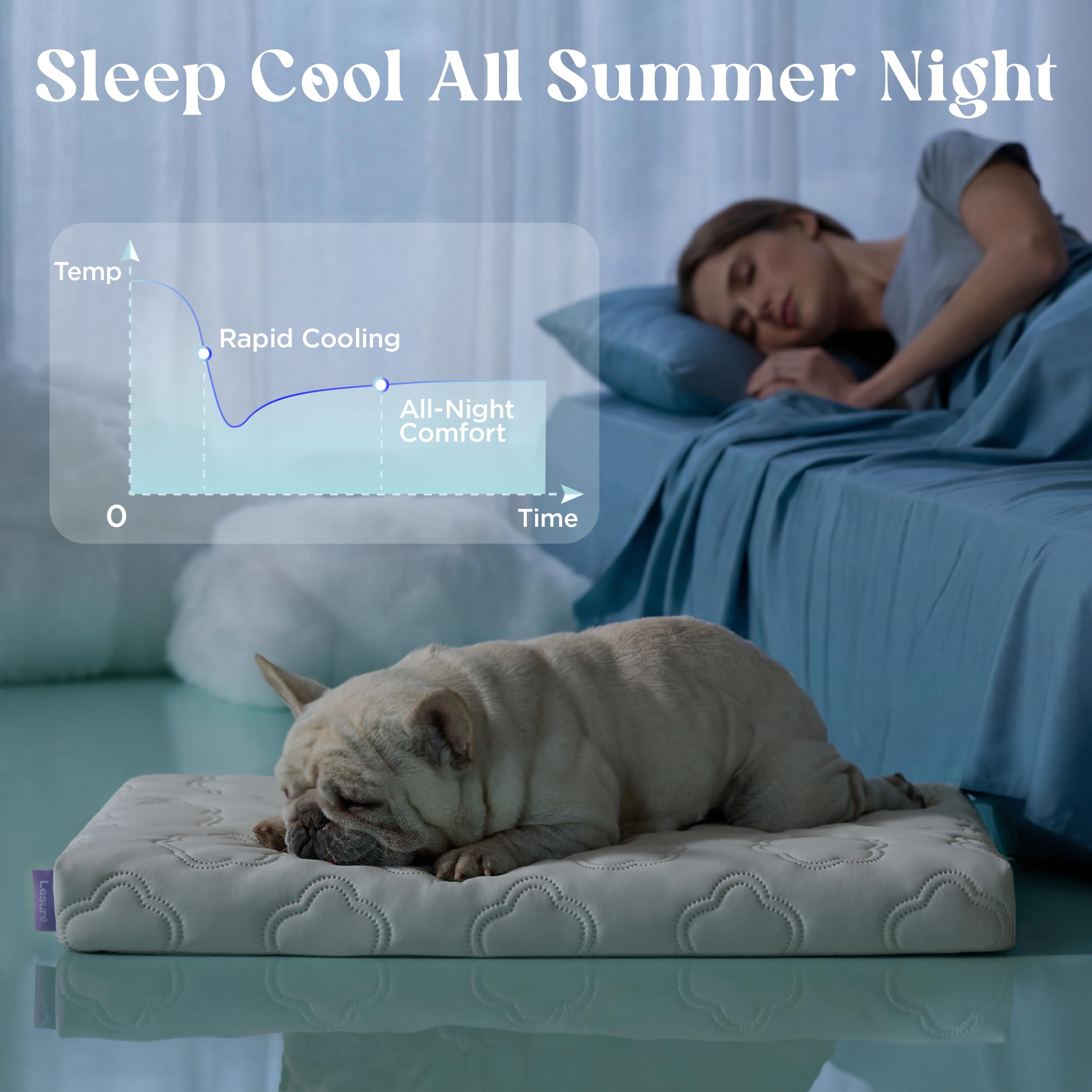 LE SURE cooling dog bed egg crate foam closeup demonstrates airy support and air circulation.
