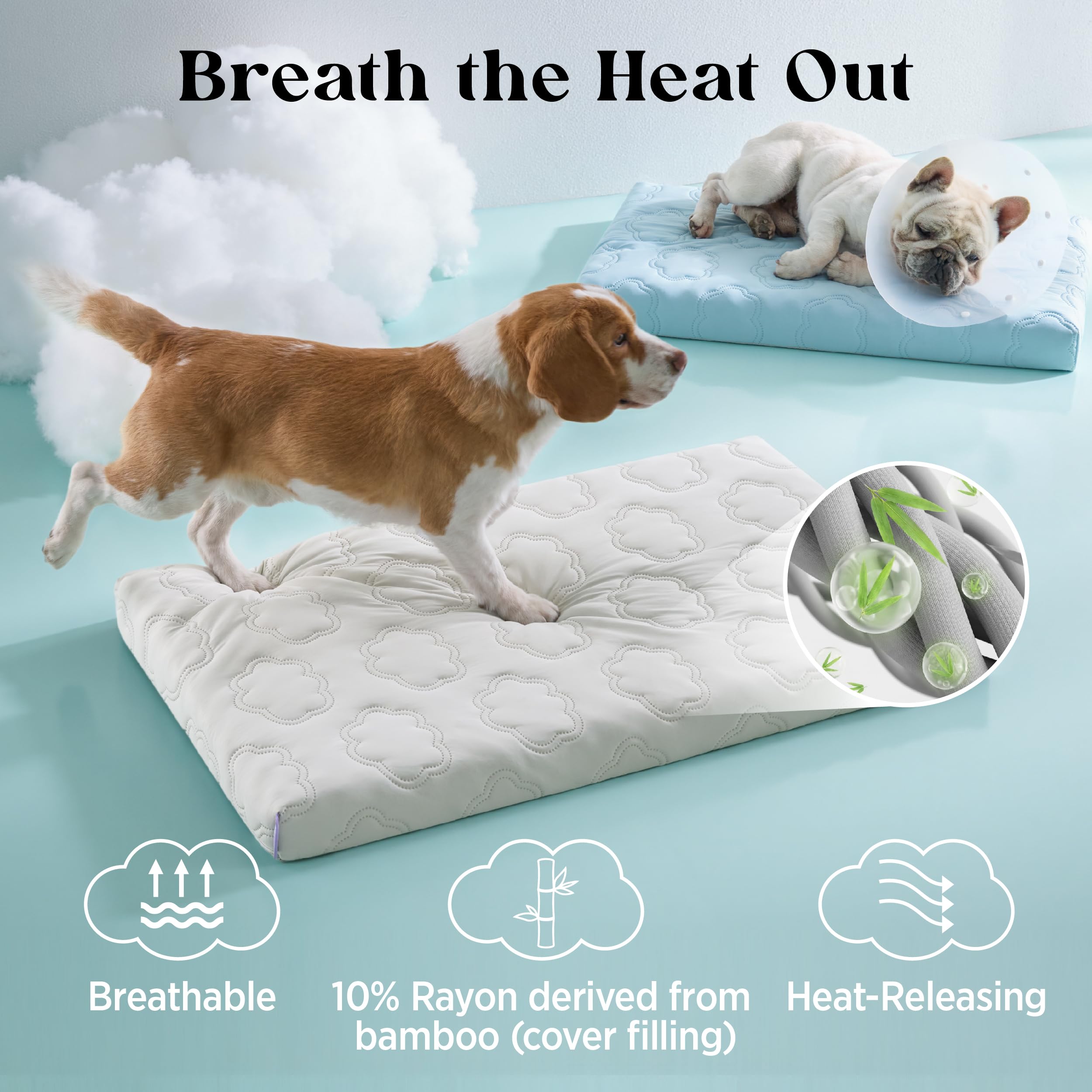 LE SURE XL cooling dog bed non slip bottom stays in place on floor