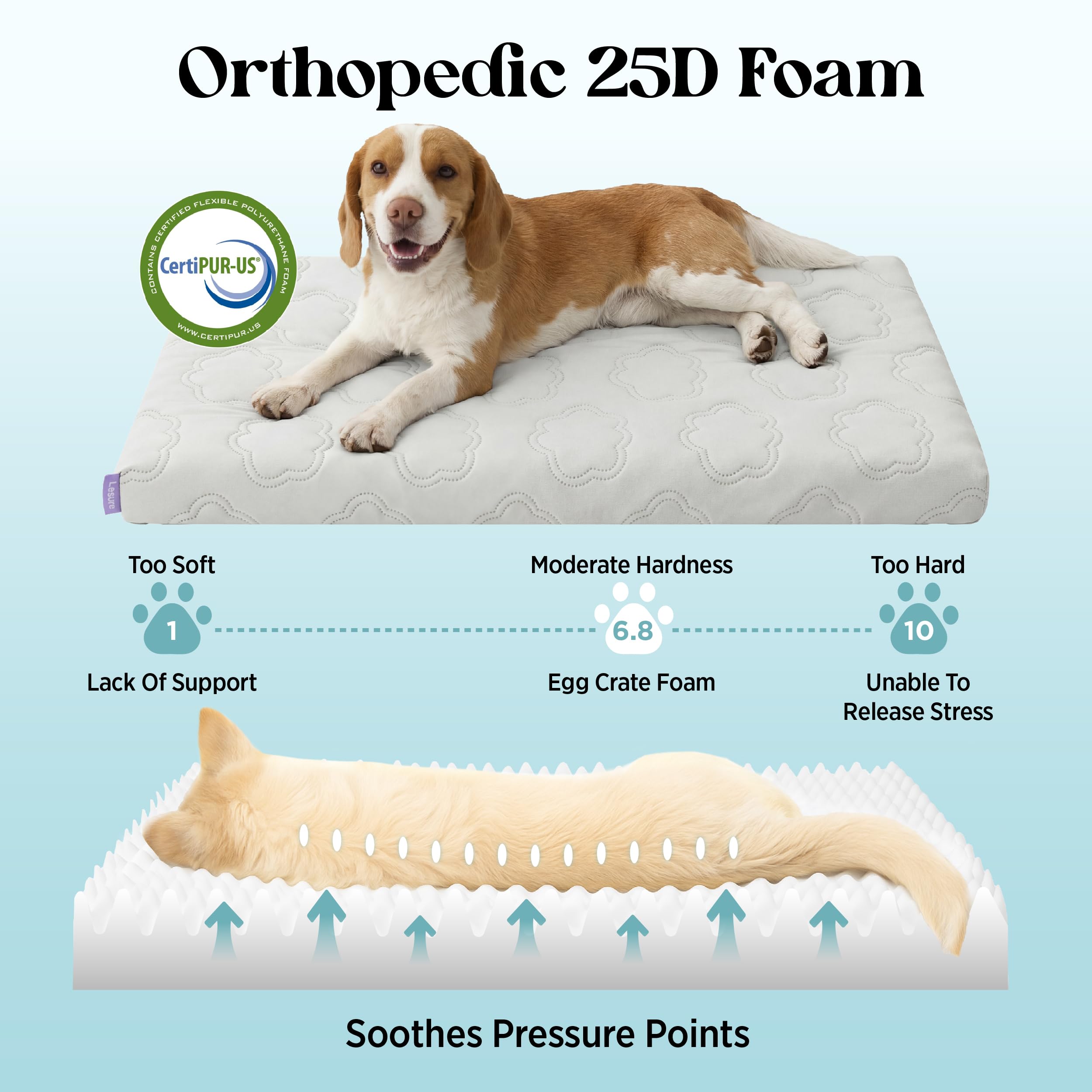 LE SURE XL cooling dog bed washable cover for easy cleaning