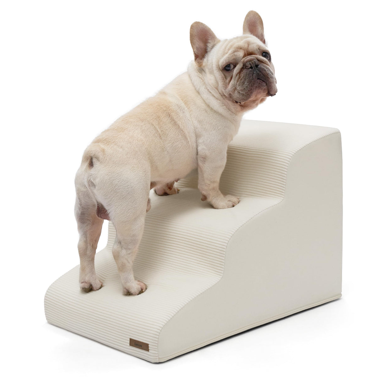 LE SURE Lesure dog stairs side view showing non-slip base for stability