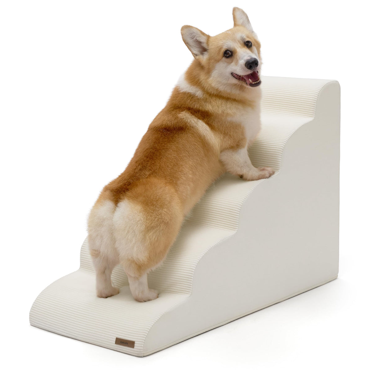 LE SURE Lesure dog stairs on a high bed provide safe access for small dogs