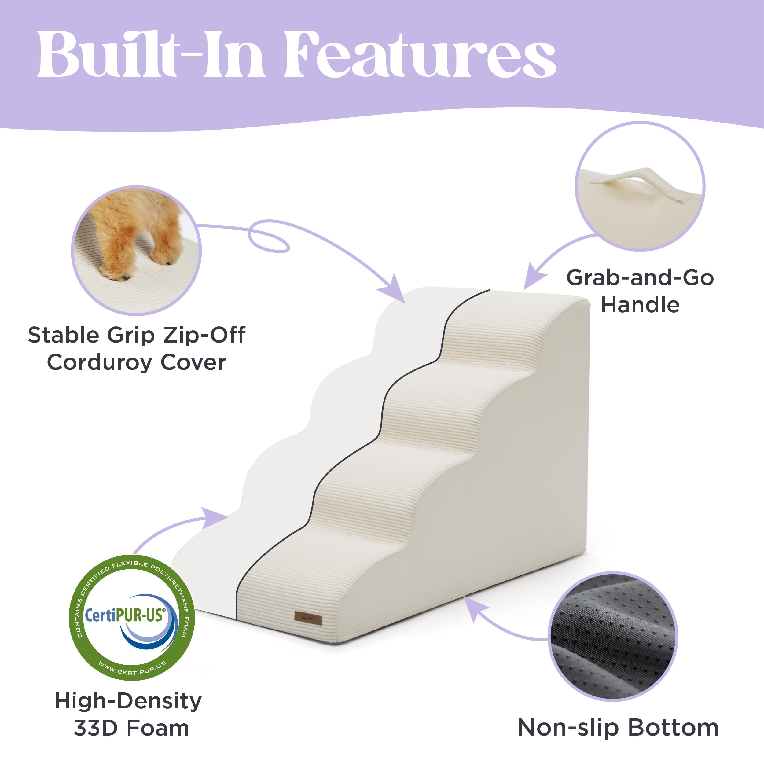 LE SURE Lesure dog stairs non-slip bottom keeps footing steady on smooth floors