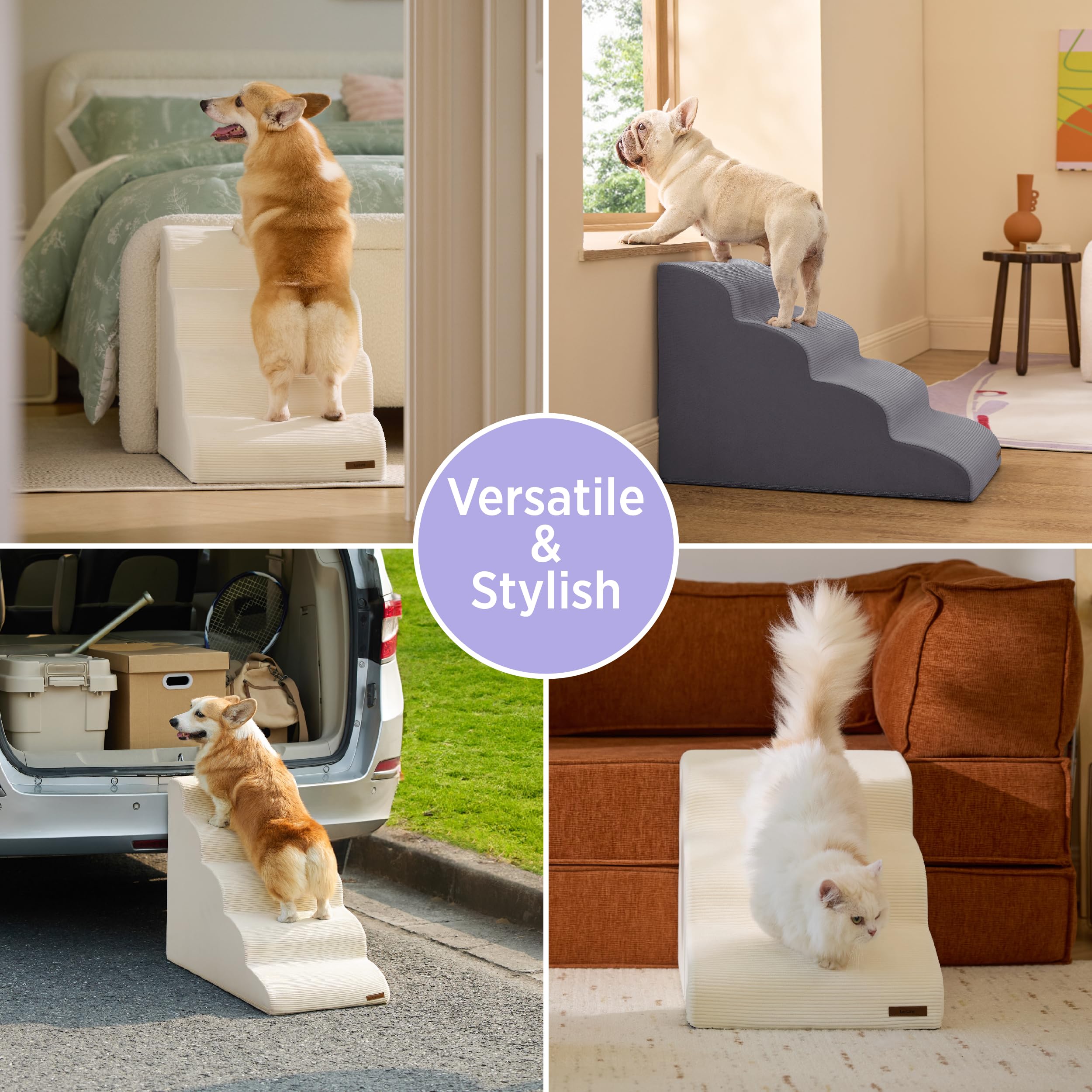 LE SURE Lesure dog stairs with wide steps support comfortable climbs for pets