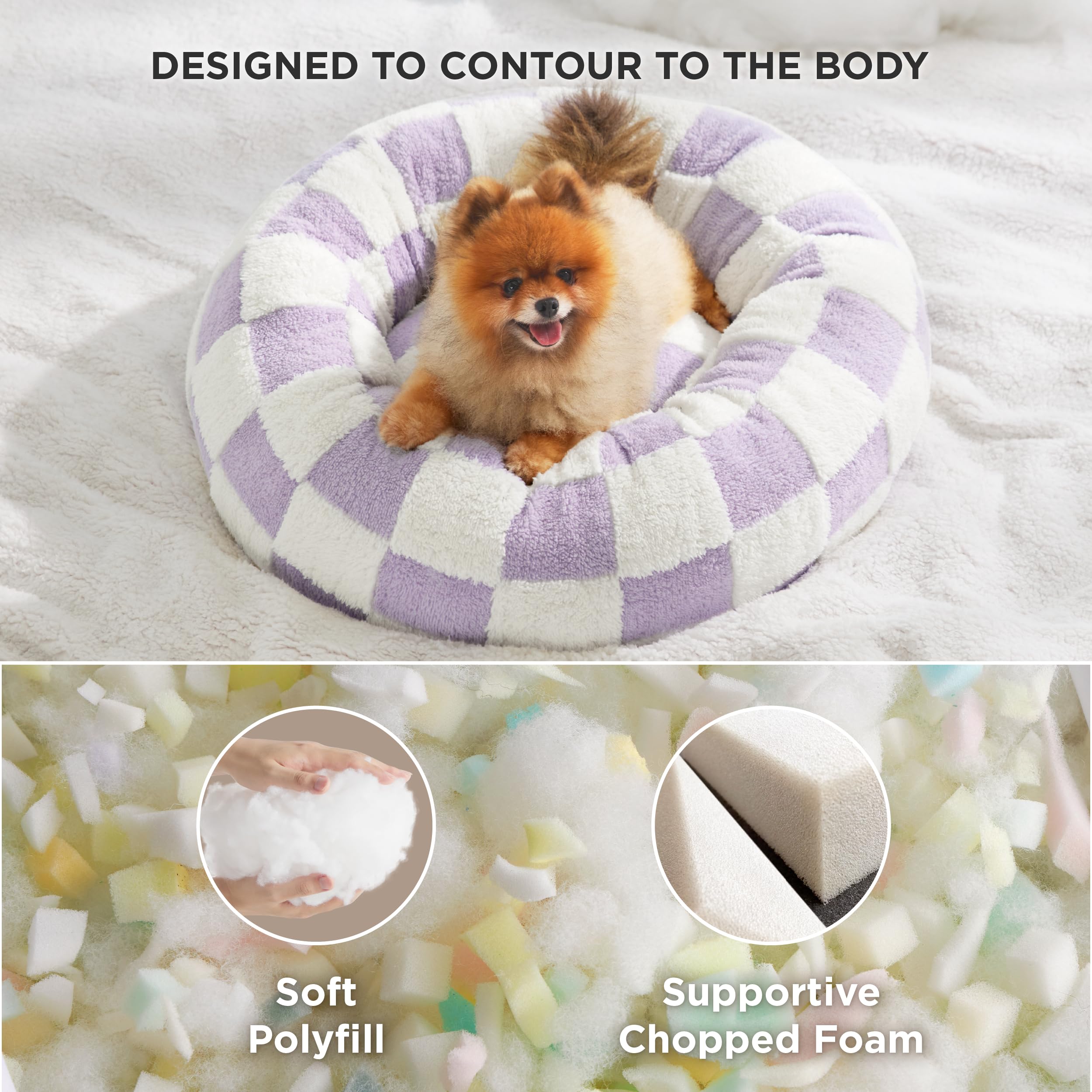 LE SURE donut bed foam center cushions small dogs and cats.