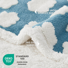 LE SURE double-sided blanket with sherpa and jacquard textures for versatile warmth.