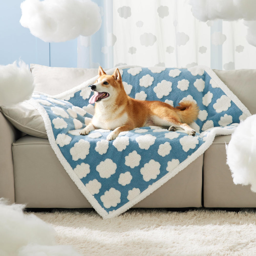 LE SURE double-sided blanket with sherpa and jacquard for large dogs