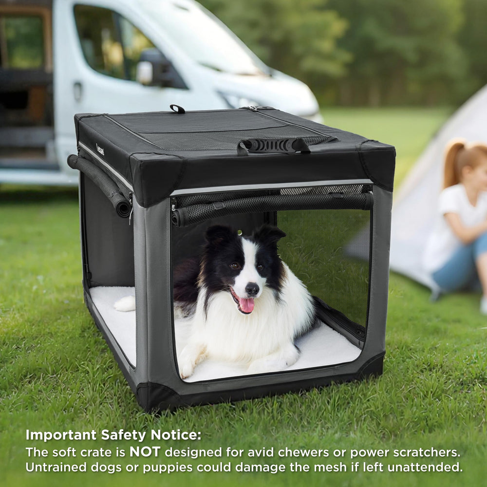 LE SURE Lesure crate available in four sizes for small to large dogs.