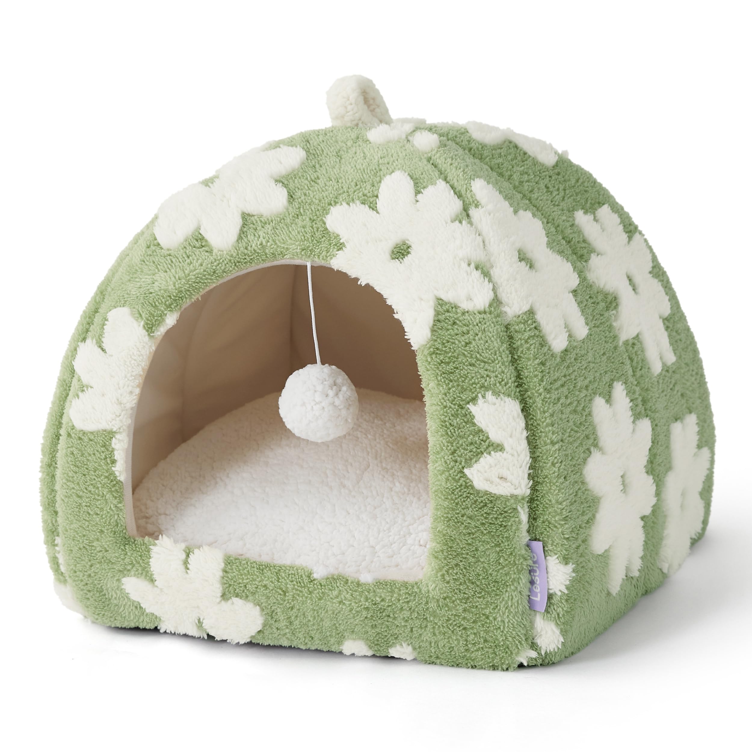 Lesure green 16-inch cat bed fits small spaces and cozy corners