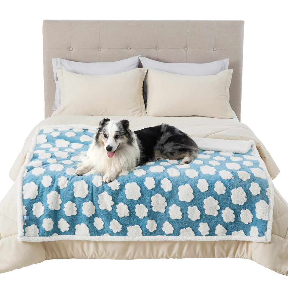 LE SURE jacquard shag side in blue, durable edge stitching protects furniture