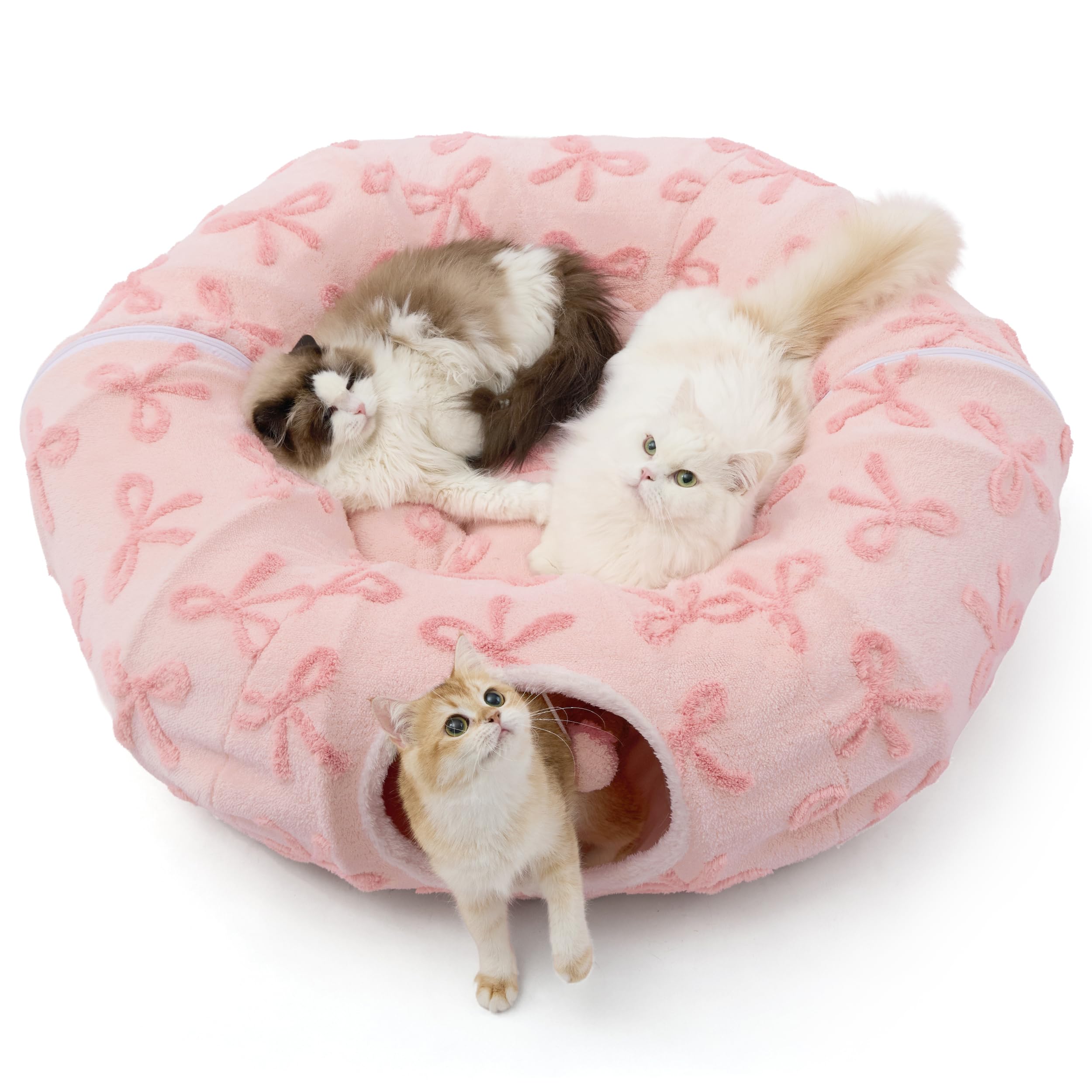 LE SURE Lesure large cat tunnel bed donut cushion for cozy naps.