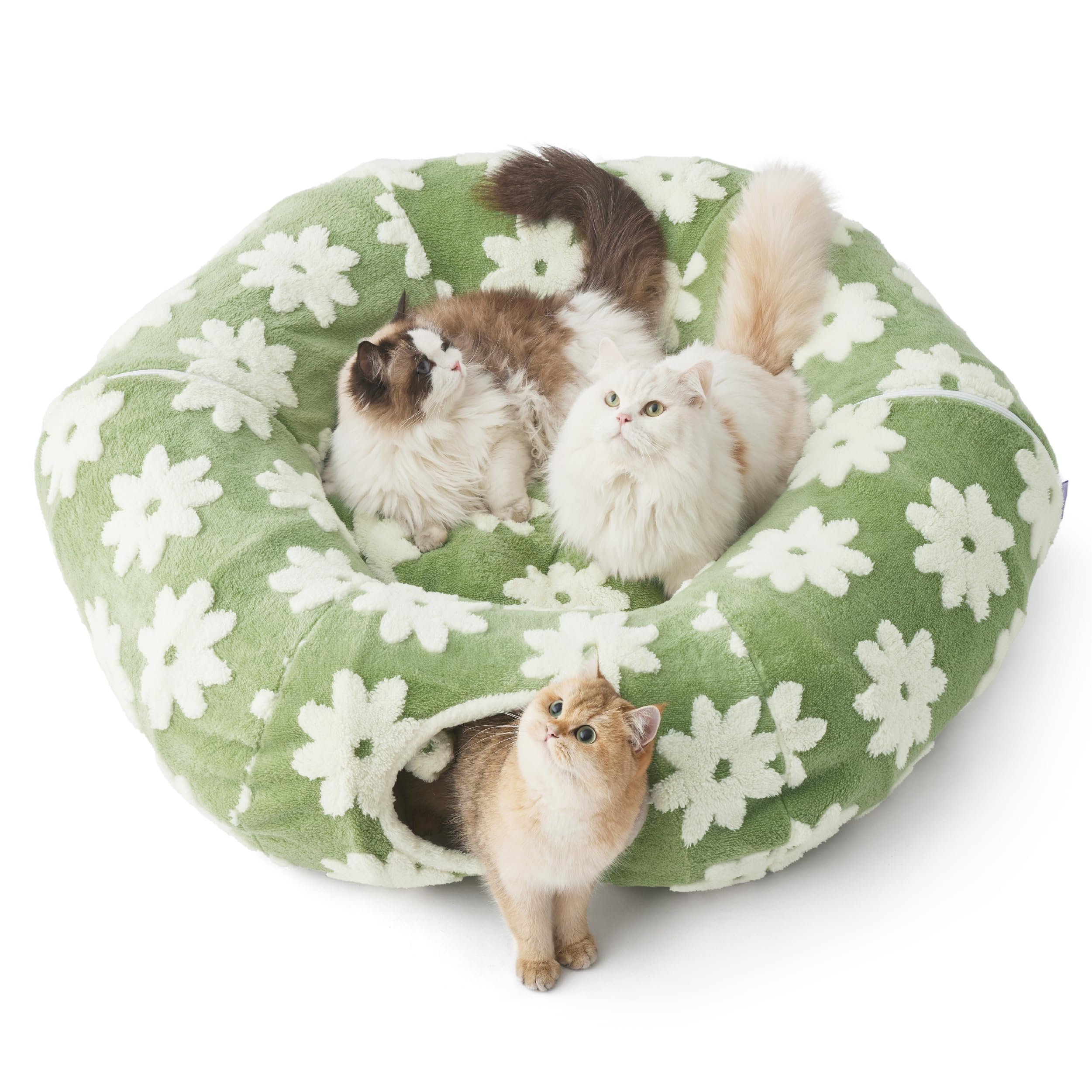 Lesure large cat tunnel bed donut shape provides a cozy nap space for cats.