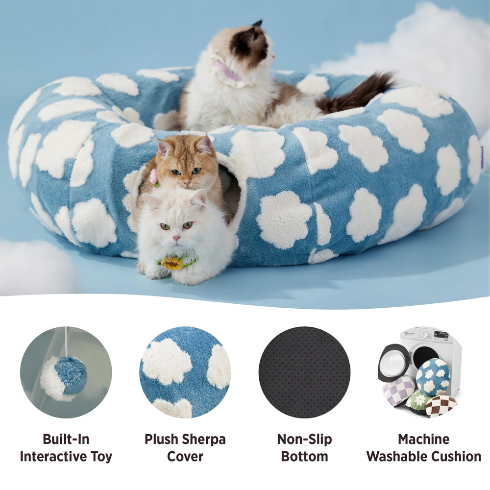 LE SURE Lesure cat tunnel bed inner cushion provides soft support for naps