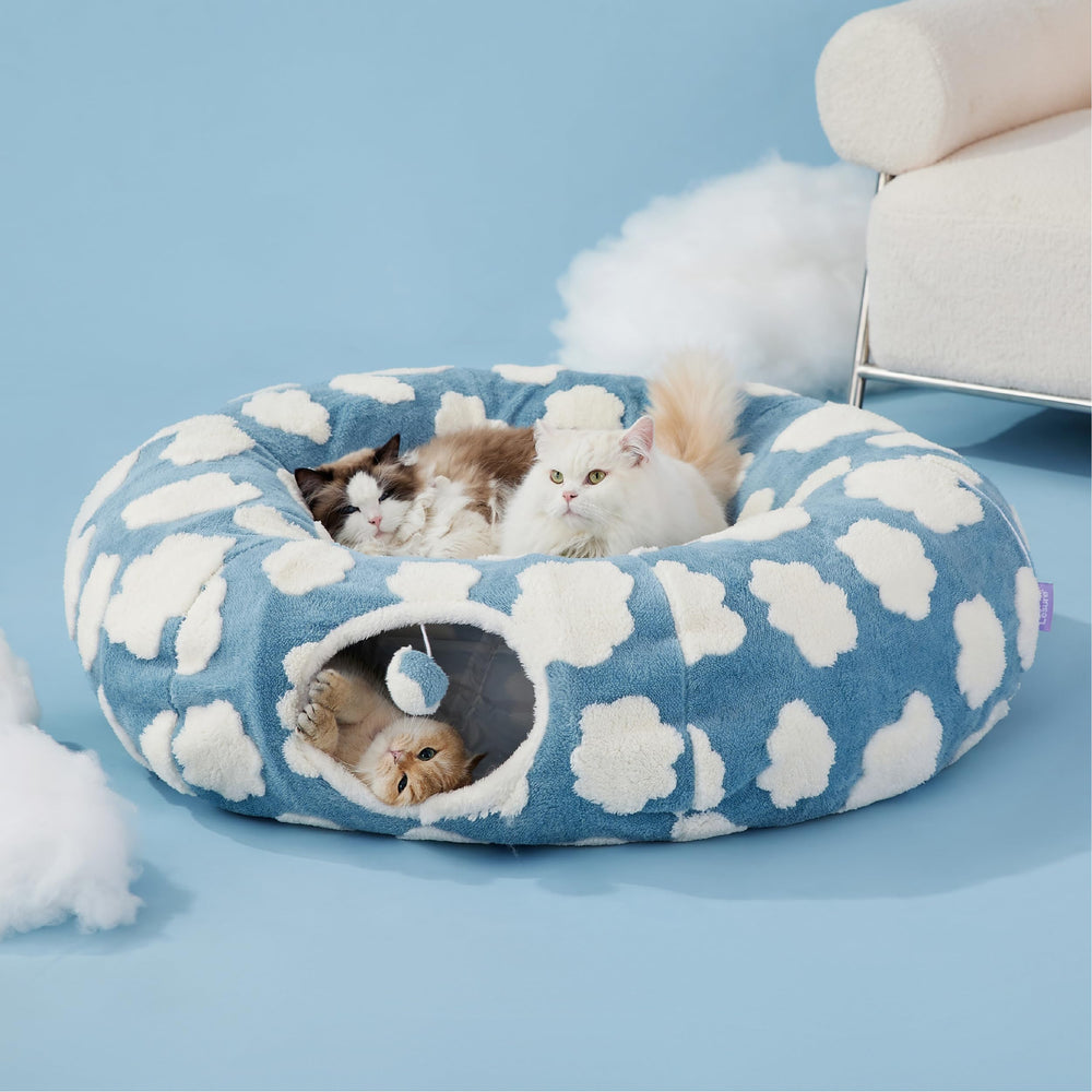 Lesure cat tunnel bed non-slip bottom stabilizes play on smooth floors