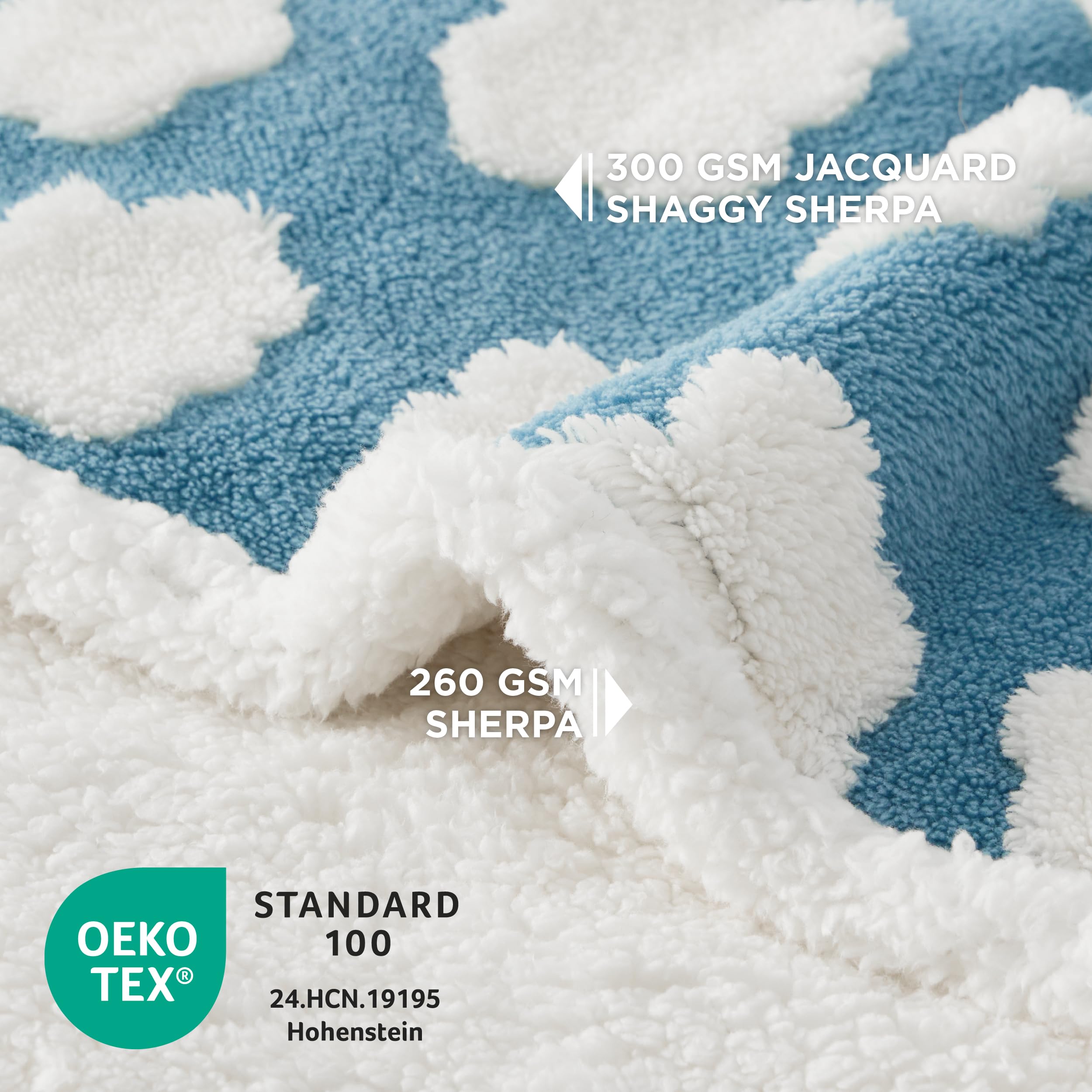 LE SURE Jacquard shag blue side adds stylish texture and cozy comfort