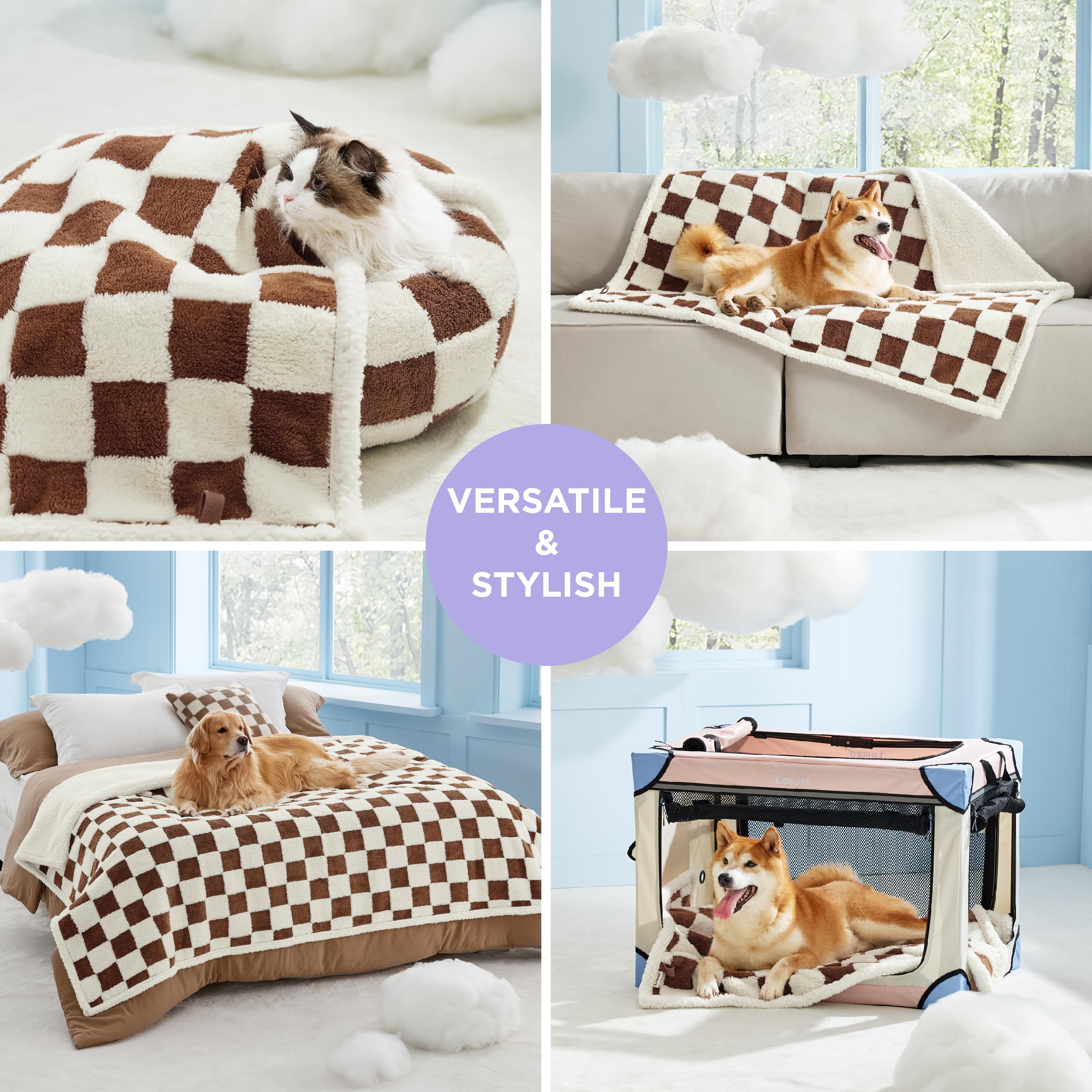 LE SURE reversible blanket protects couch and bed from pet messes