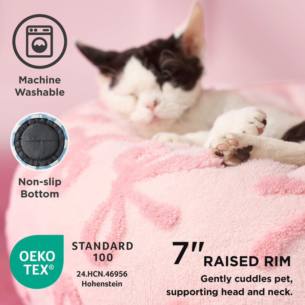 LE SURE round cat and small dog bed with removable washable cover.