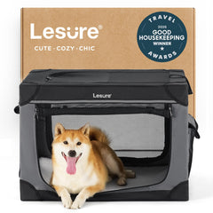 LE SURE Lesure soft-collapsible dog crate for travel, compact and easy to carry.