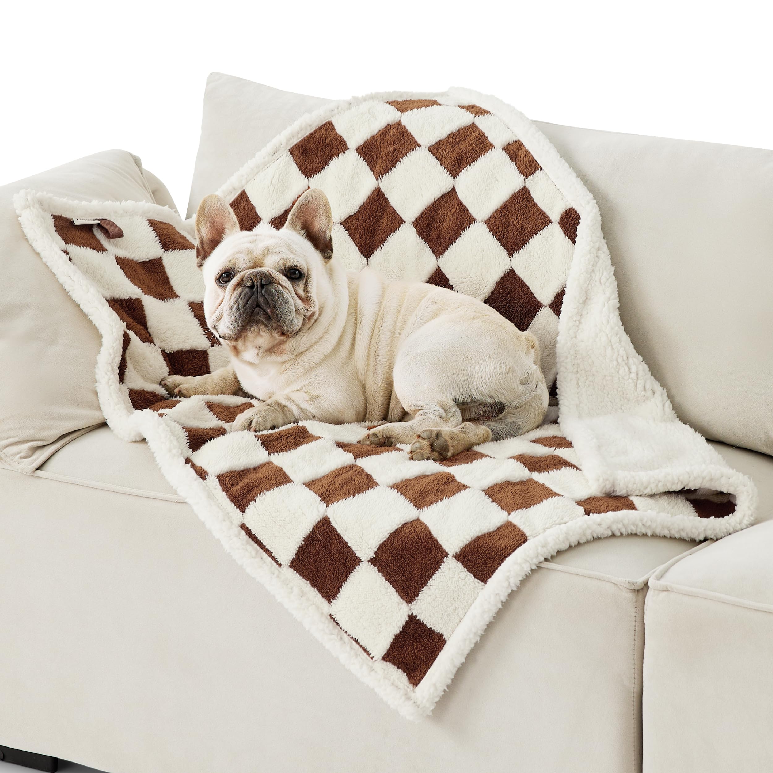 LE SURE waterproof dog blanket in brown protects furniture while keeping pets warm