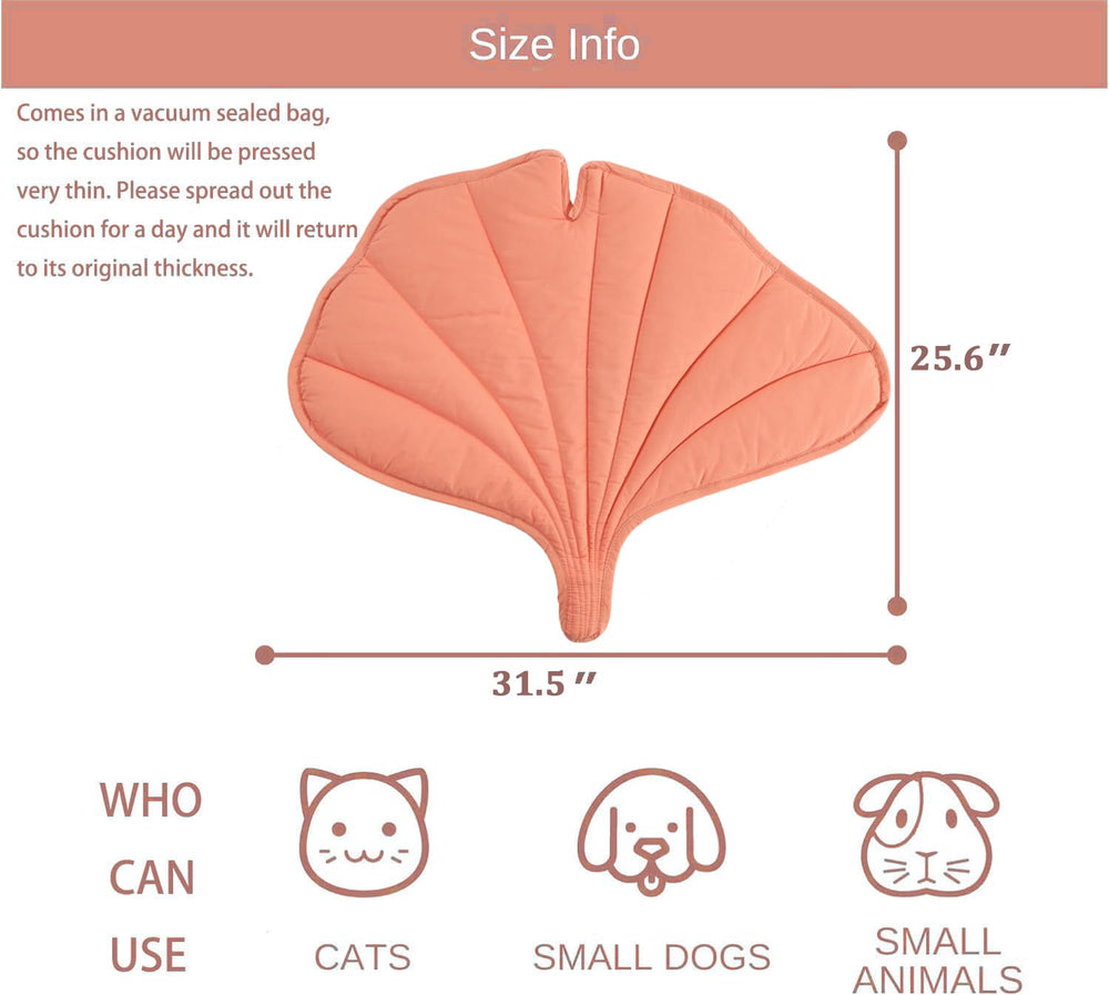 Letalong warming cat pad highlights leaf shape for cozy lounging.