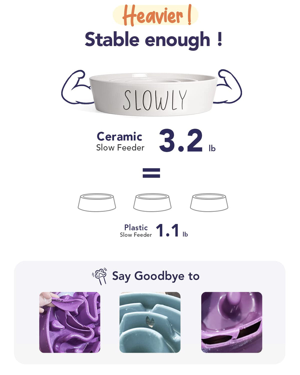LE TAUCI PET ceramic bowl with non-slip base to keep meals tidy