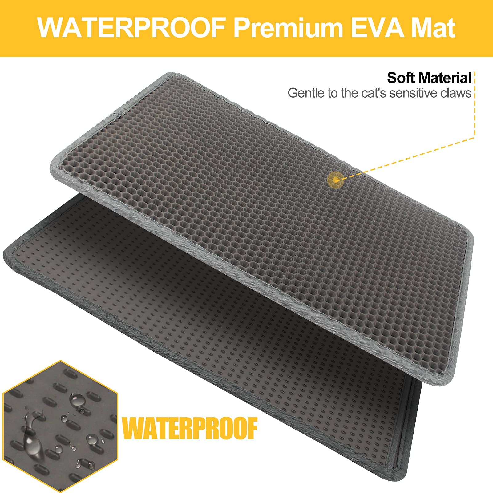 LeToo cat litter mat 30x24 gray easily folds for storage.