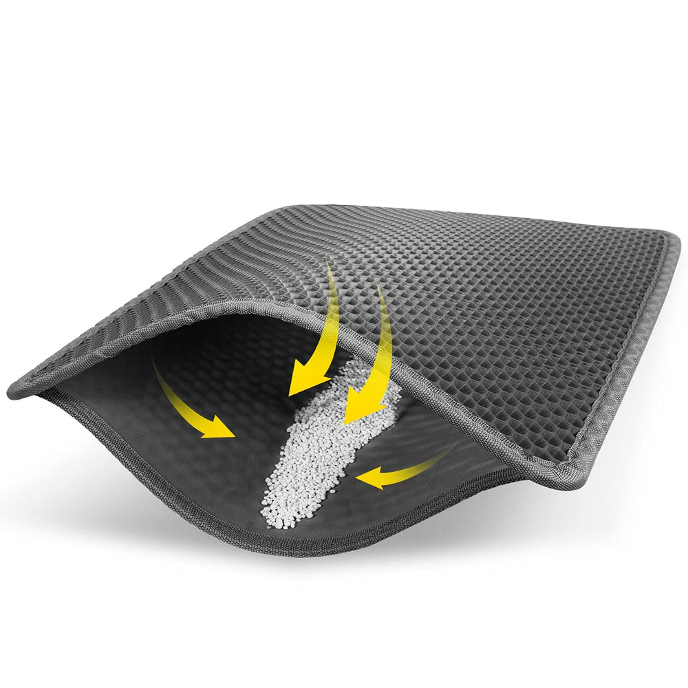 LeToo cat litter mat 30x24 gray, top view traps litter for a cleaner floor.