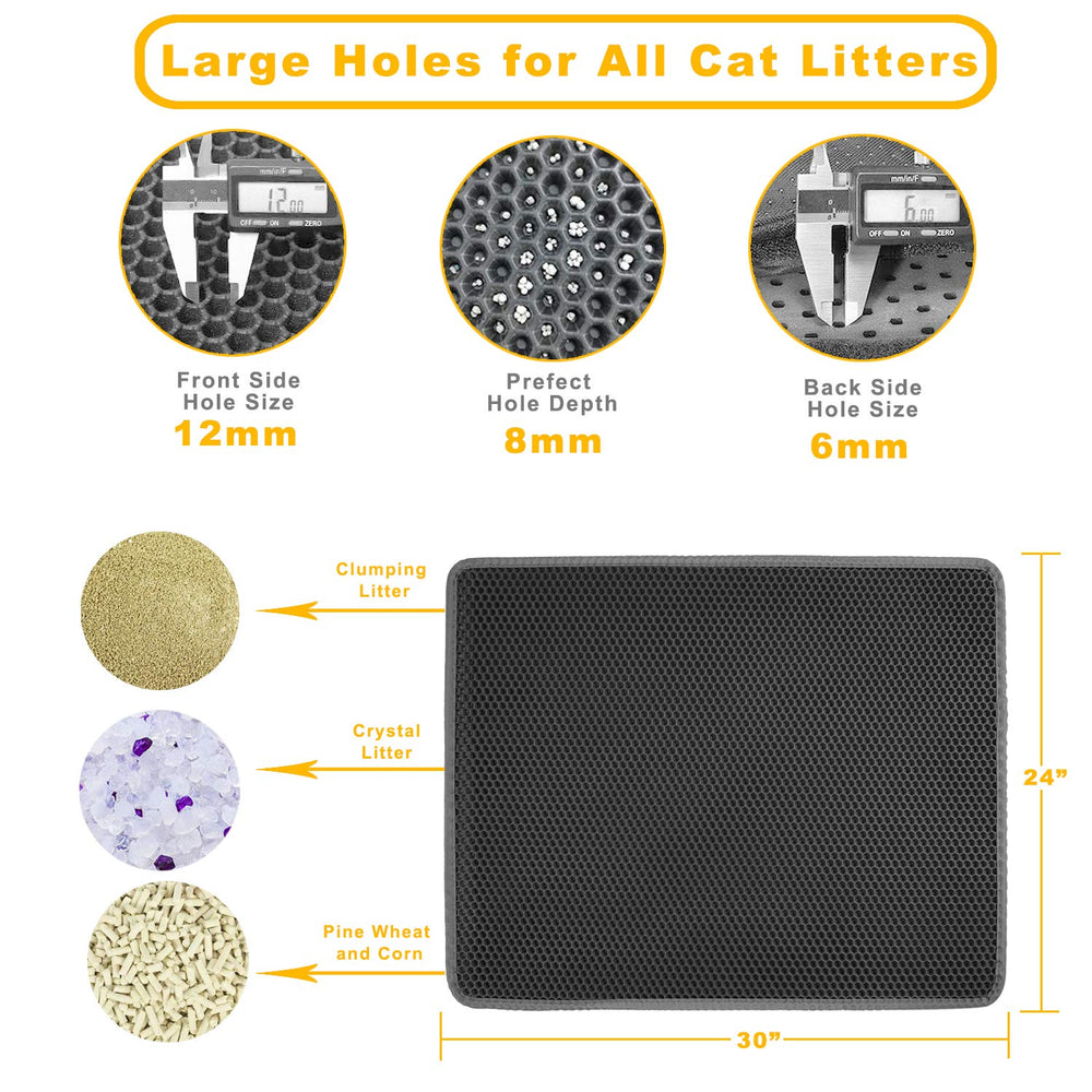 LeToo cat litter mat 30x24 gray sits under the litter box for protection.