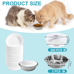 Letesult two stainless steel cat bowls offer durable, reusable feeding.