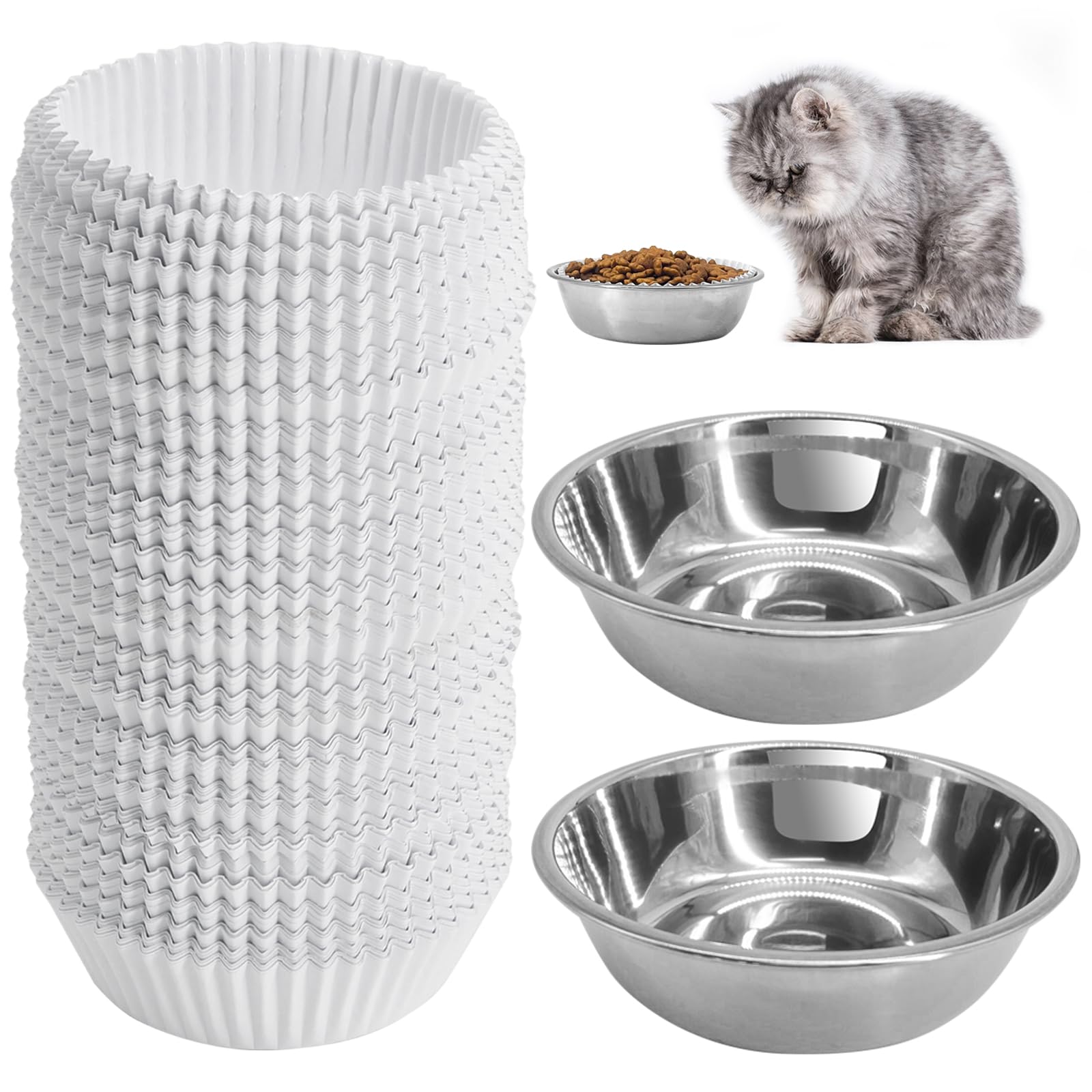 Letesult 300pcs paper cat bowls for quick, hygienic meals.