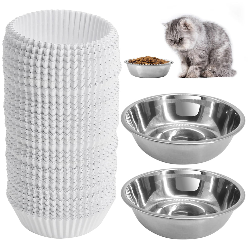 Letesult 300pcs paper cat bowls for quick, hygienic meals.