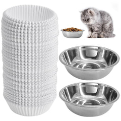 Letesult 300pcs paper cat bowls for quick, hygienic meals.