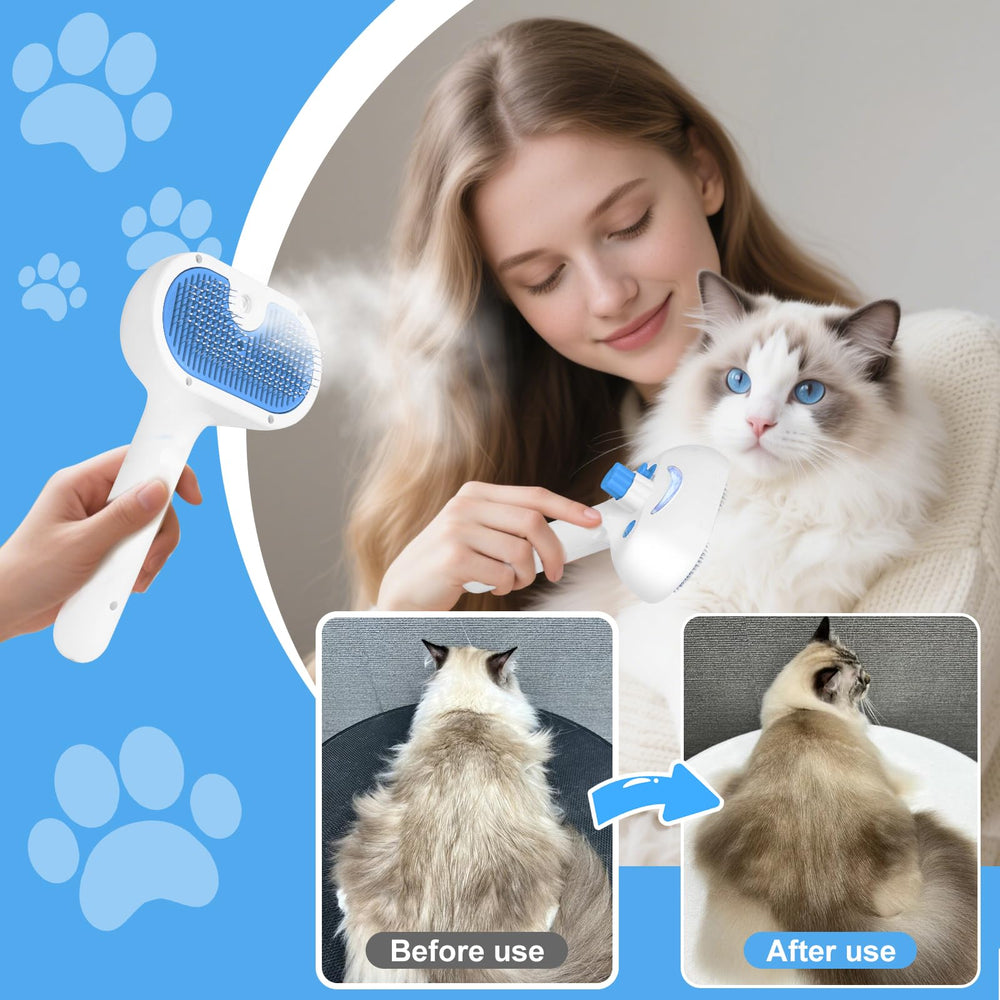 LetsFeed Pet Steam Brush compact size fits travel bags for on-the-go grooming.