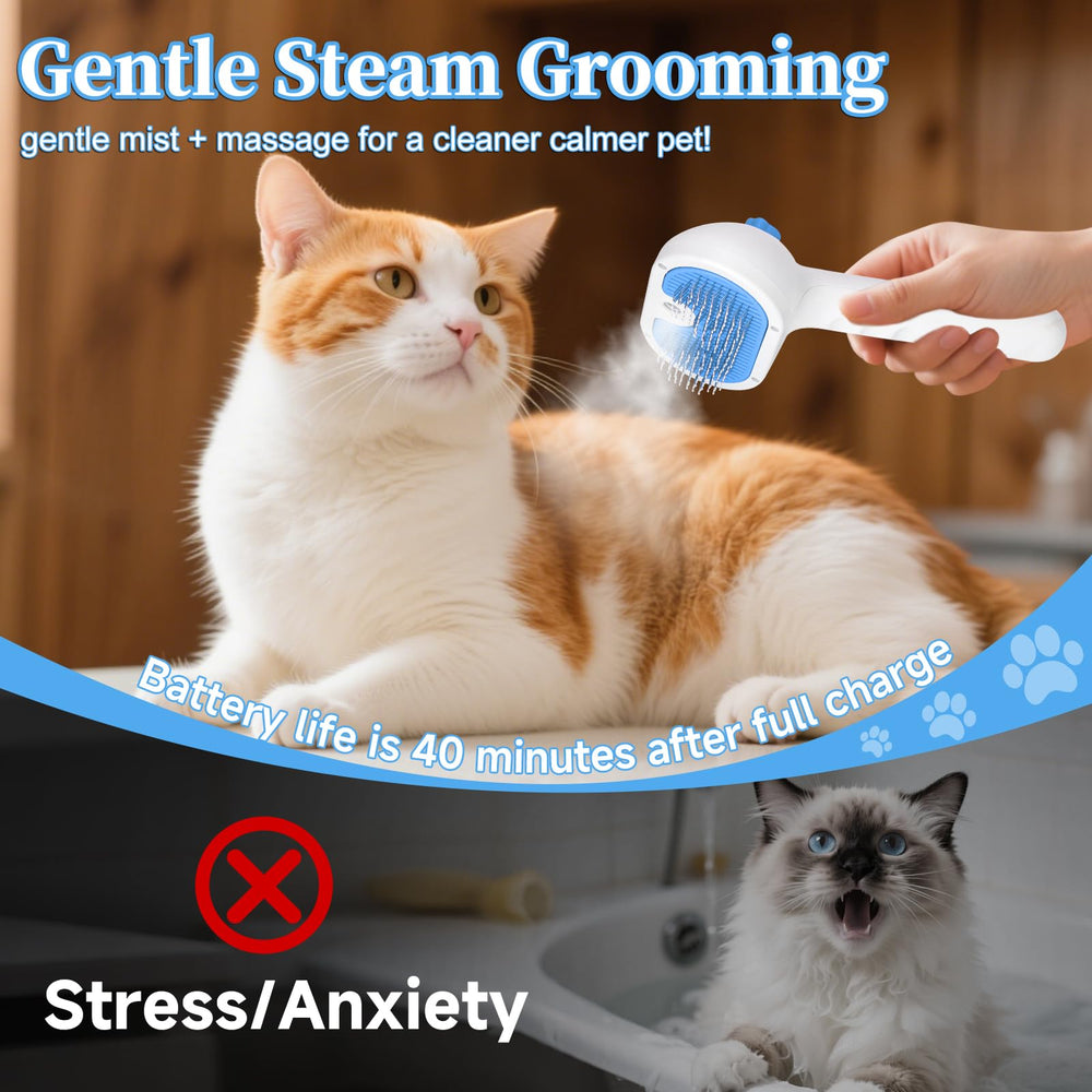 LetsFeed Pet Steam Brush one-click cleaning keeps bristles tidy between sessions.