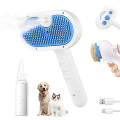 LetsFeed Pet Steam Brush shedding close-up on a long-haired dog showing reduced loose fur.