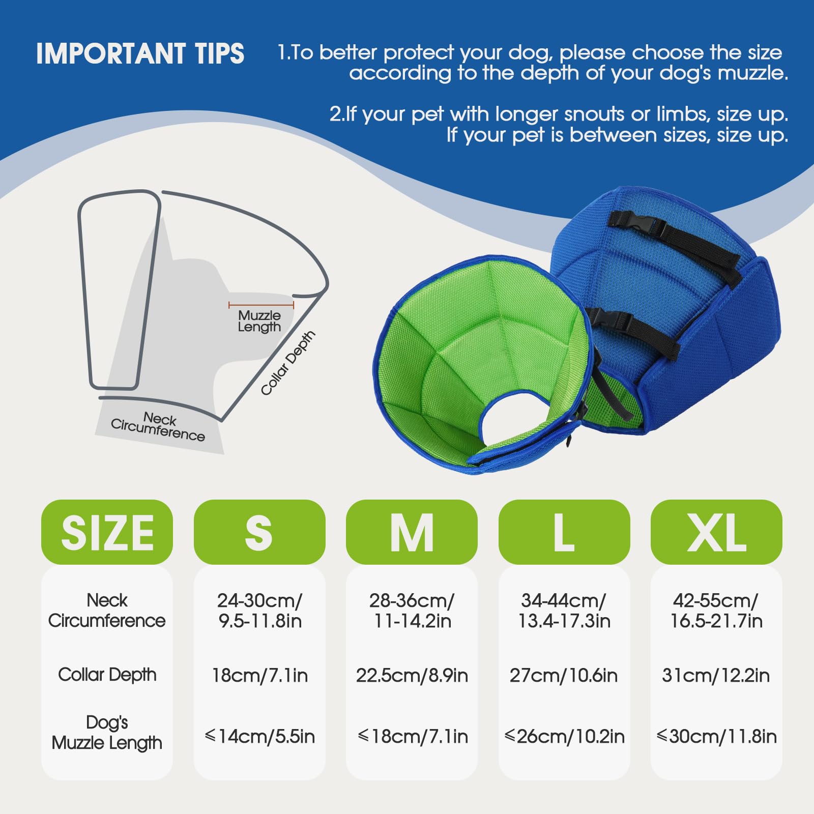LETSQK soft breathable dog cone for comfortable extended wear.