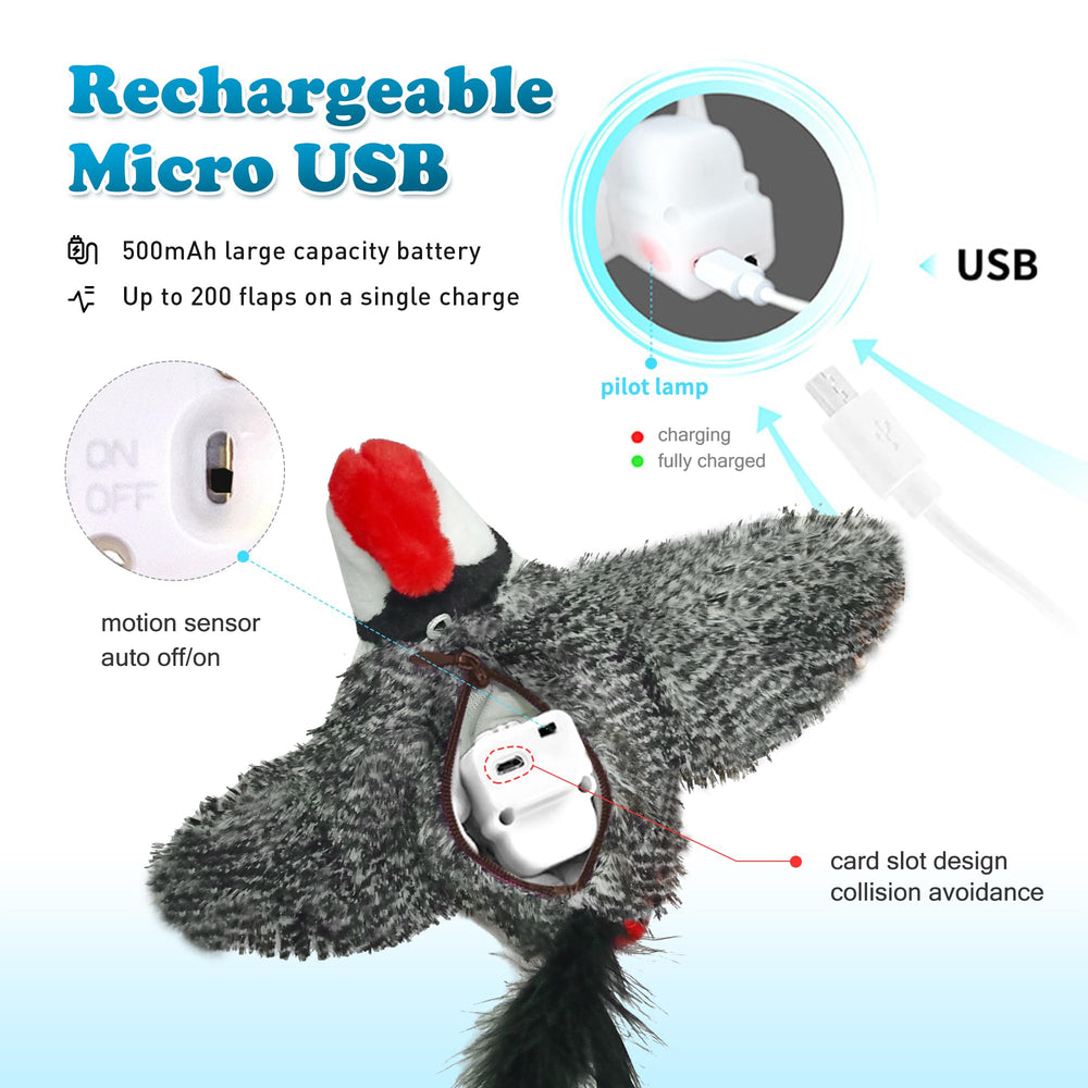 Lewiser cat toy chirping bird close-up to attract attention and exercise