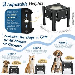 Lewondr elevated dog water bowl with 3-height adjustment.