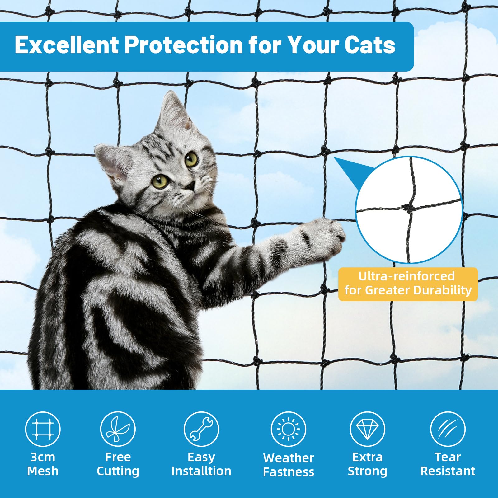 Lewondr cat netting balcony installation on balcony maintains ventilation and ease of setup
