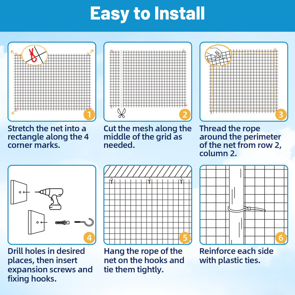 Lewondr cat netting balcony comes in three sizes for flexible mounting