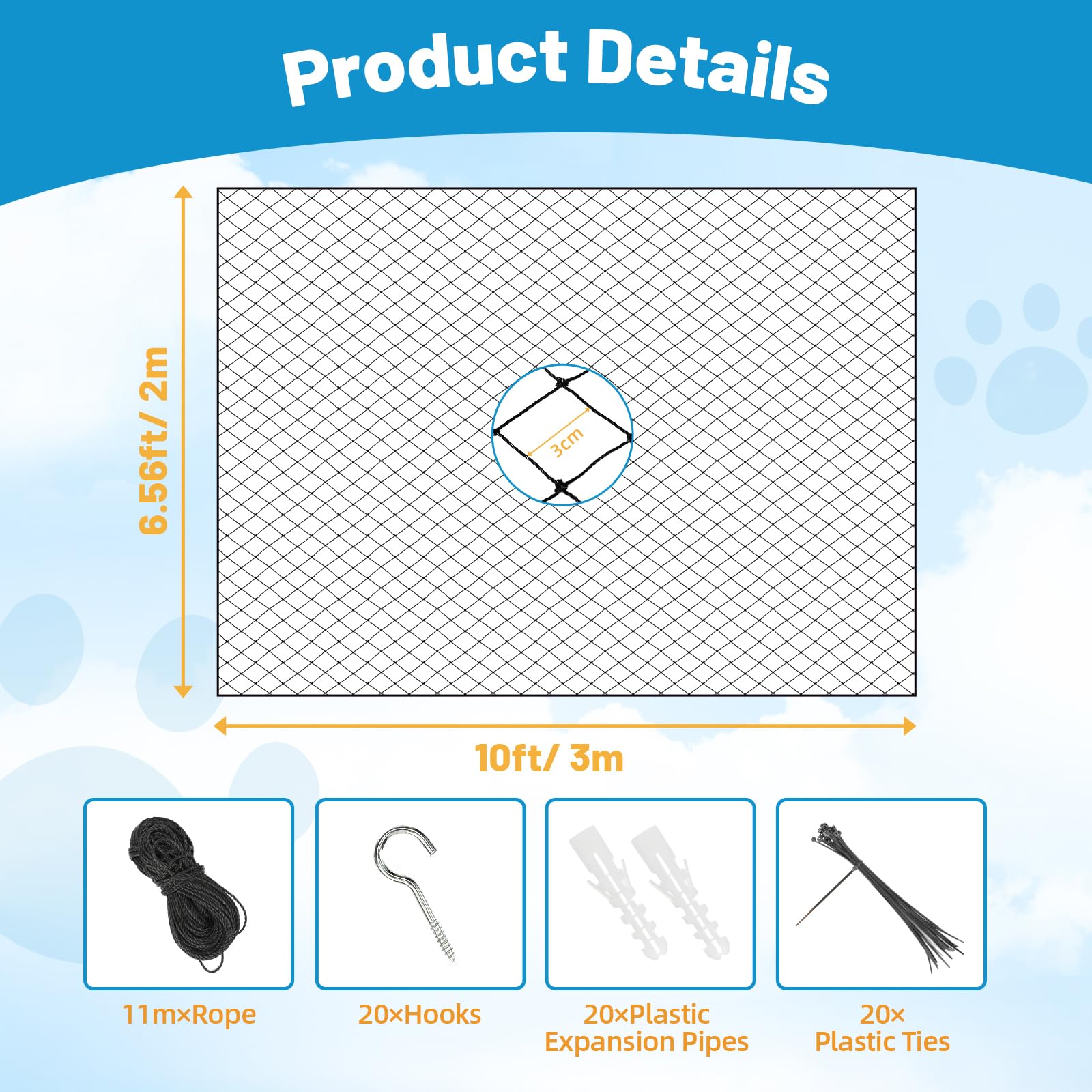 Lewondr cat netting balcony provides ventilated protection without blocking sightlines