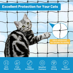 Lewondr cat netting steel-wire reinforcement close-up highlights durability against claws.