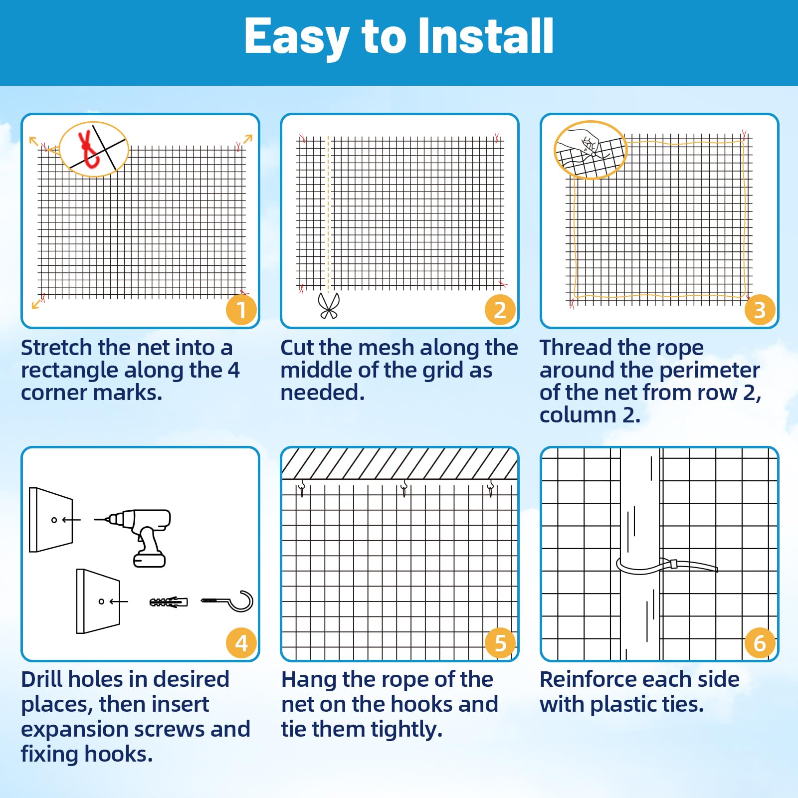 Lewondr cat netting wide application for balcony, patio or garden.