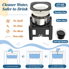 Lewondr no-spill slow water feeder reduces splashes during drinking.