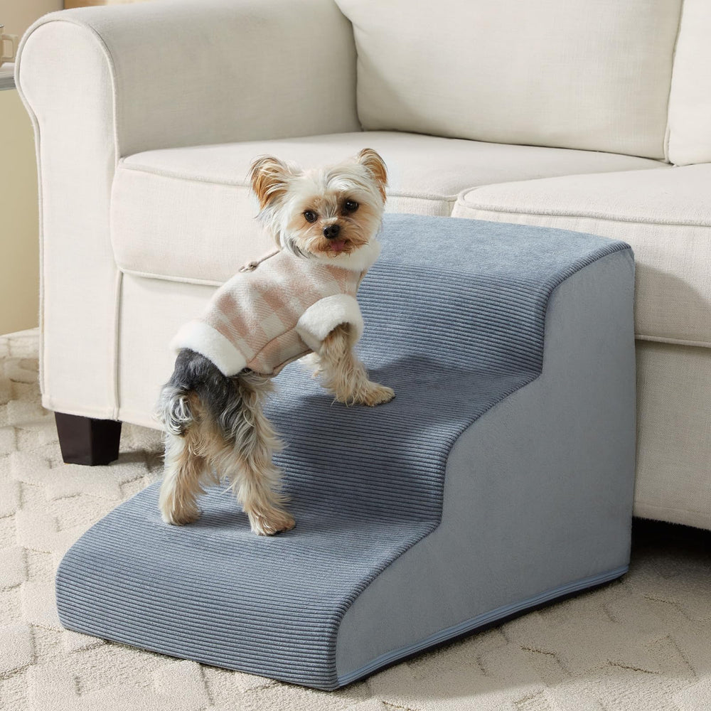 LEXTRO dog stairs with 3 steps and foam support for small dogs.