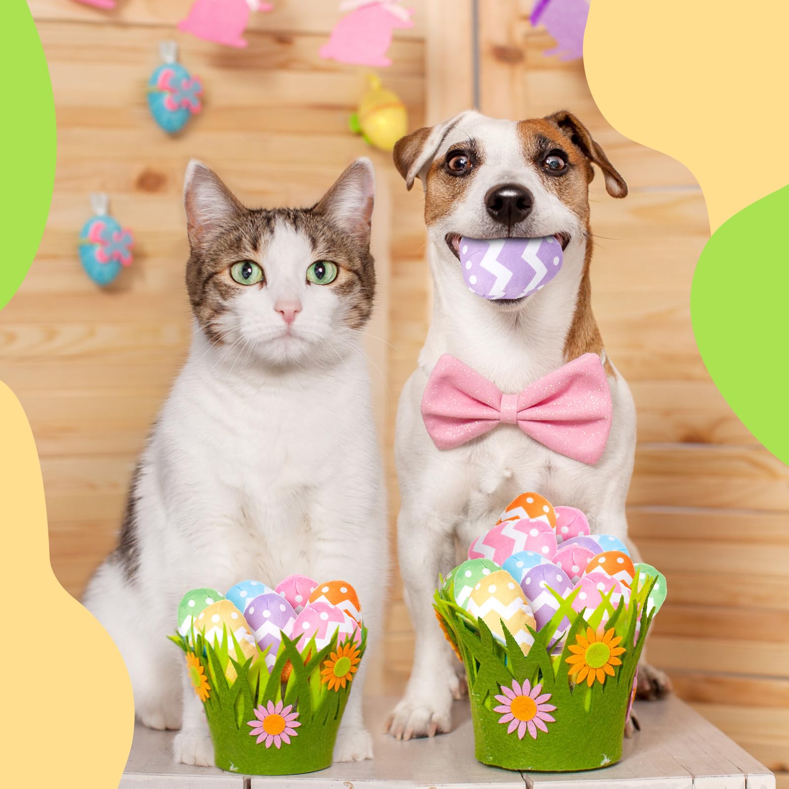 Leyndo pastel Easter dog egg toy in yellow, safe and easy to clean