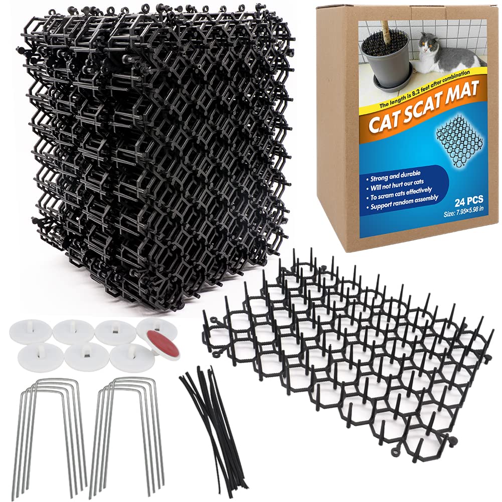 Ley's cat deterrent mat protecting potted plants with spiked texture.