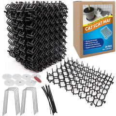 Ley's cat deterrent mat protecting potted plants with spiked texture.
